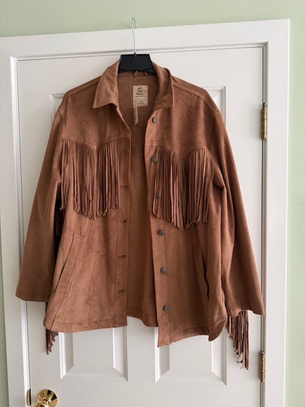 Free People Suede Fringe Jacket - Tan Brown Western Style